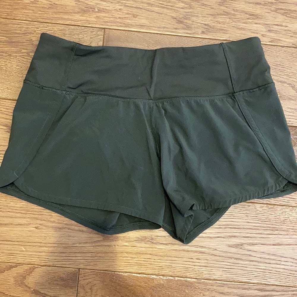 Lululemon army green running shorts